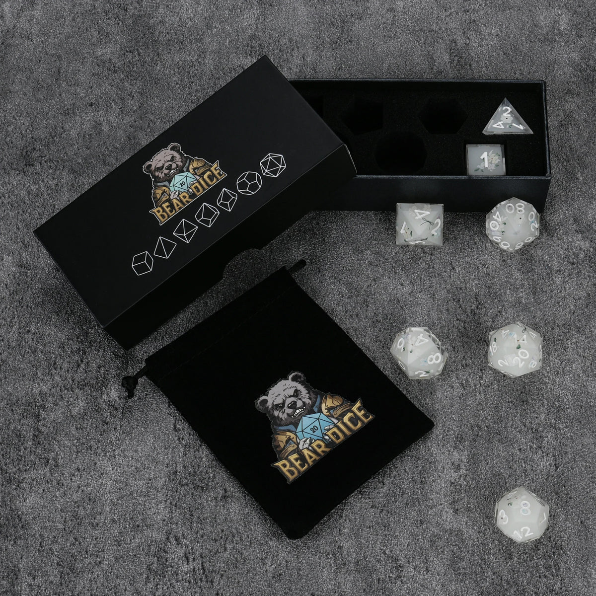 Off Floral Resin Sharp Edge Dice Set – Leaf – alternate product view