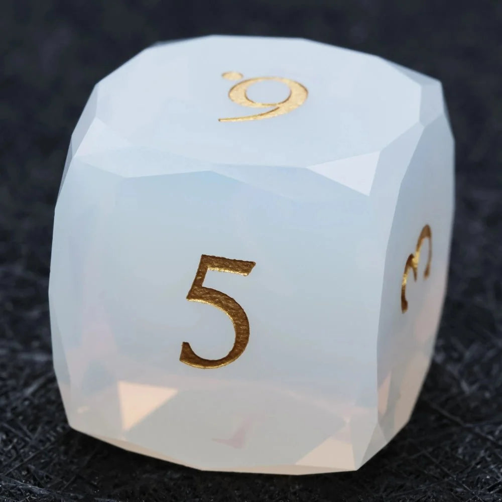 Opalite Gemstone DND Dice Set – DND Dice | Diamond - Cut Opalite Glass Gemstone Dice Set