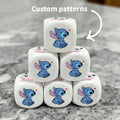 Pattern Corner Acrylic D6 Dice Set – Custom Dice - Custom rounded acrylic six-sided dice, 16mm, can be printed with