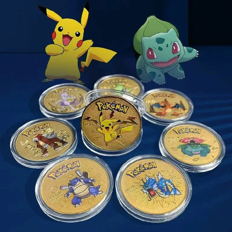 Personalized Commemorative Coin – Custom Design – Pokemon Trading – 8 Classic Pokémon Trading Card Game Gold Coin Sets