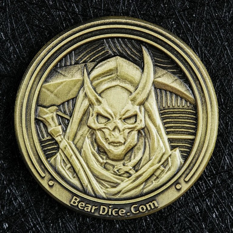 Personalized Commemorative Coin – Custom Design – Custom Role-Playing Game Accessories - Custom Lace-Up Reaper Scythe