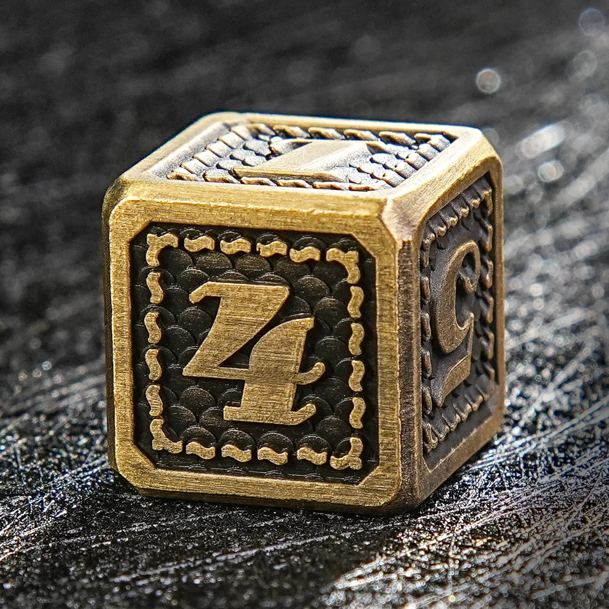 Pharaoh Metal DND Dice Set – Ancient Bronze Dragon Scale Metal DND Dice Set