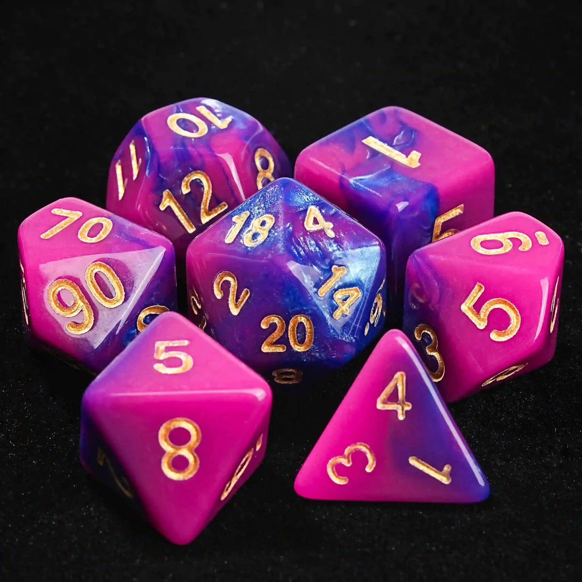 Piece Powder Acrylic DND Dice Set – Pink and Purple Gradient Acrylic DND Dice Set + Gold number