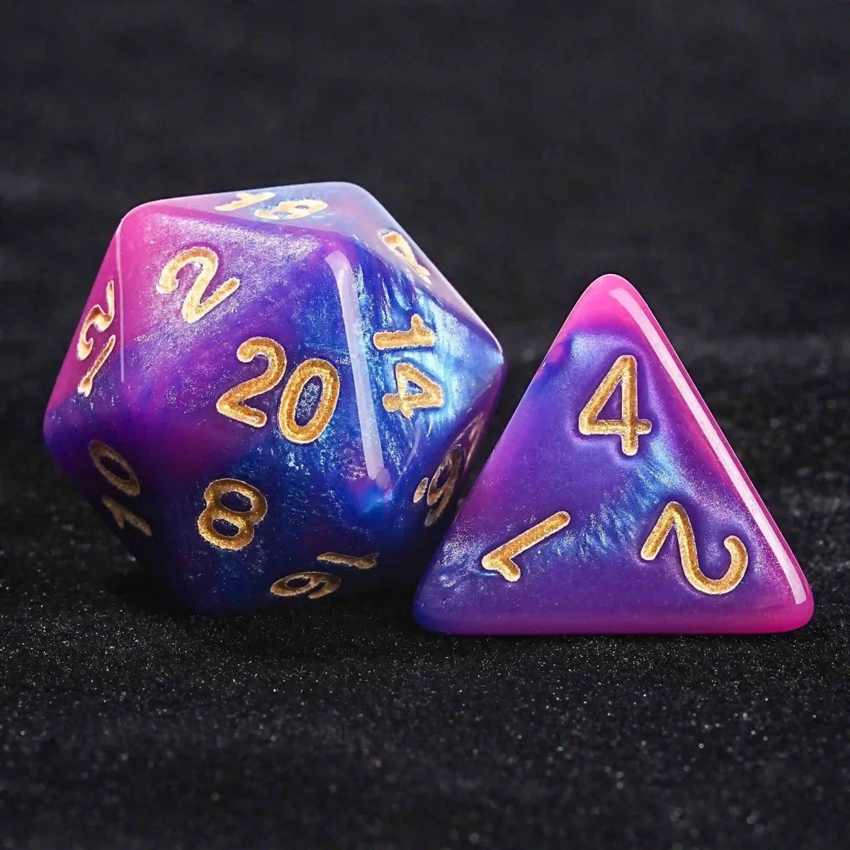 Piece Powder Acrylic DND Dice Set – Pink and Purple Gradient Acrylic DND Dice Set + Gold number