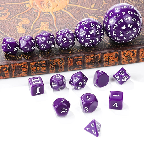 Pieces Acrylic D100 Dice Set – D100 Dice Set – 15 Pieces Purple Acrylic Polyhedral Dice