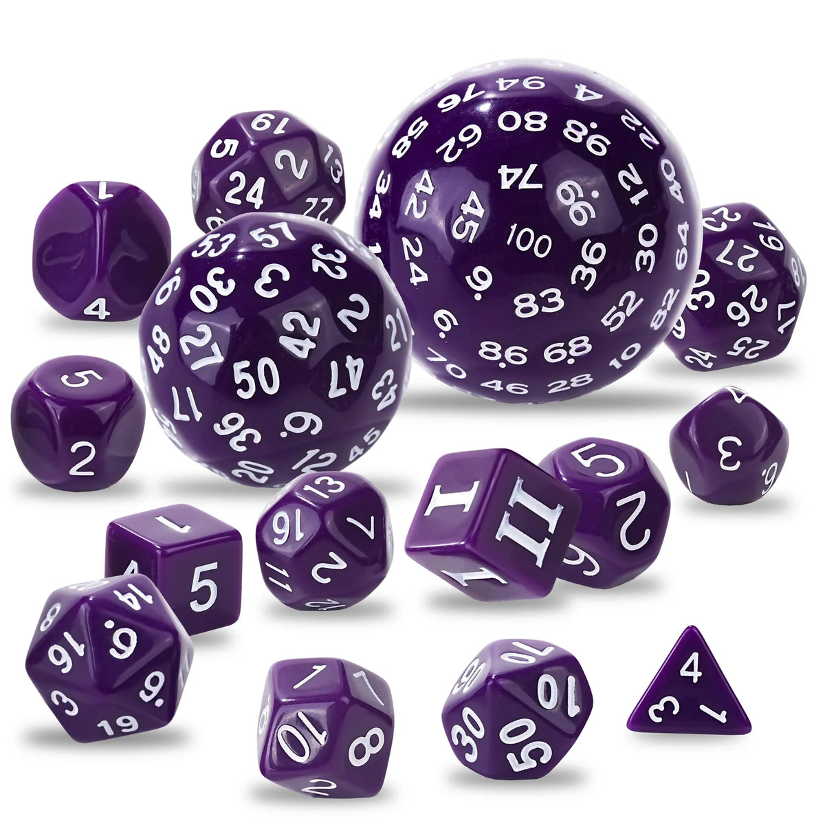 Pieces Acrylic D100 Dice Set – D100 Dice Set – 15 Pieces Purple Acrylic Polyhedral Dice