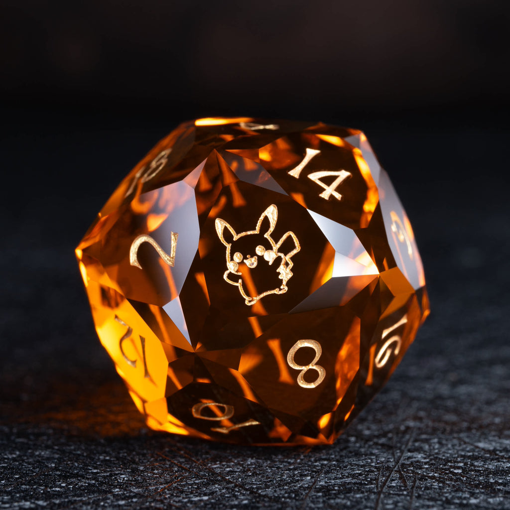 Pikachu Orange Glass DND Dice – Collectible Set