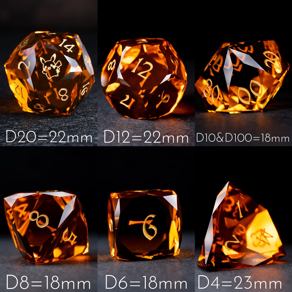 Pikachu Orange Glass DND Dice – Collectible Set – alternate product view