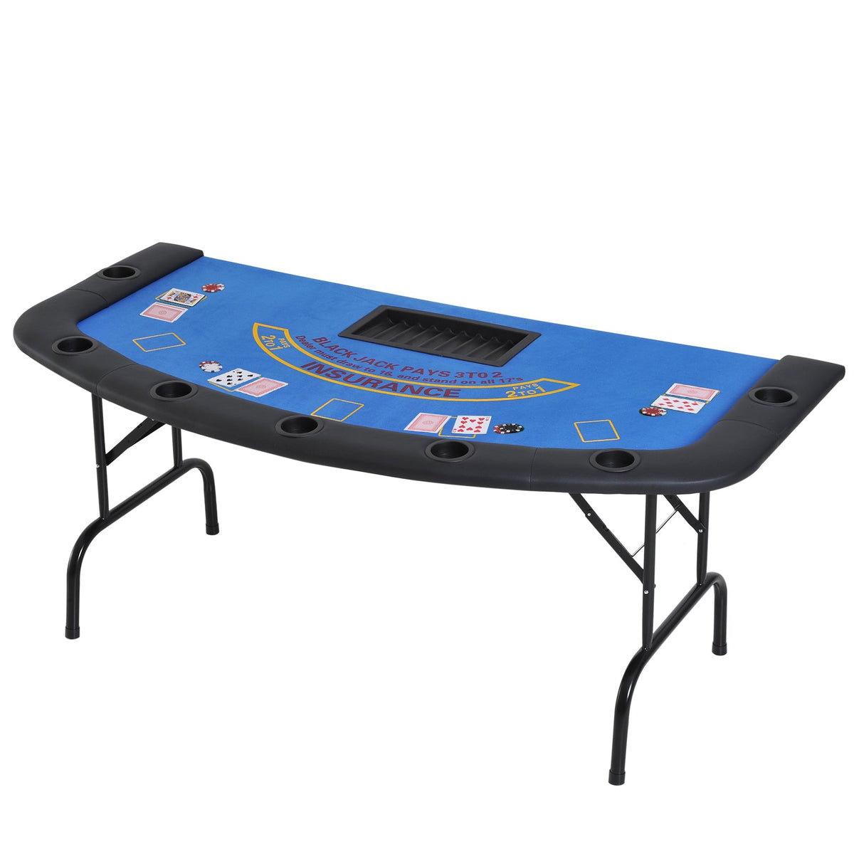 Poker Gaming Table – Felt Chip – 72-Inch Foldable Portable Poker & Game Table (Suitable for Blackjack)