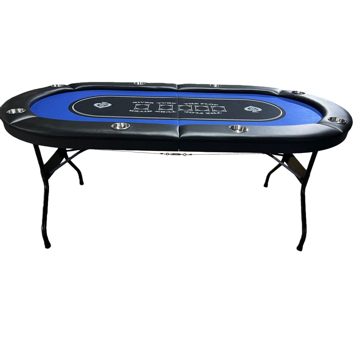 Poker Gaming Table – Foldable Felt – 71-Inch Foldable Portable blue Felt Poker Table, Seats 8 Players