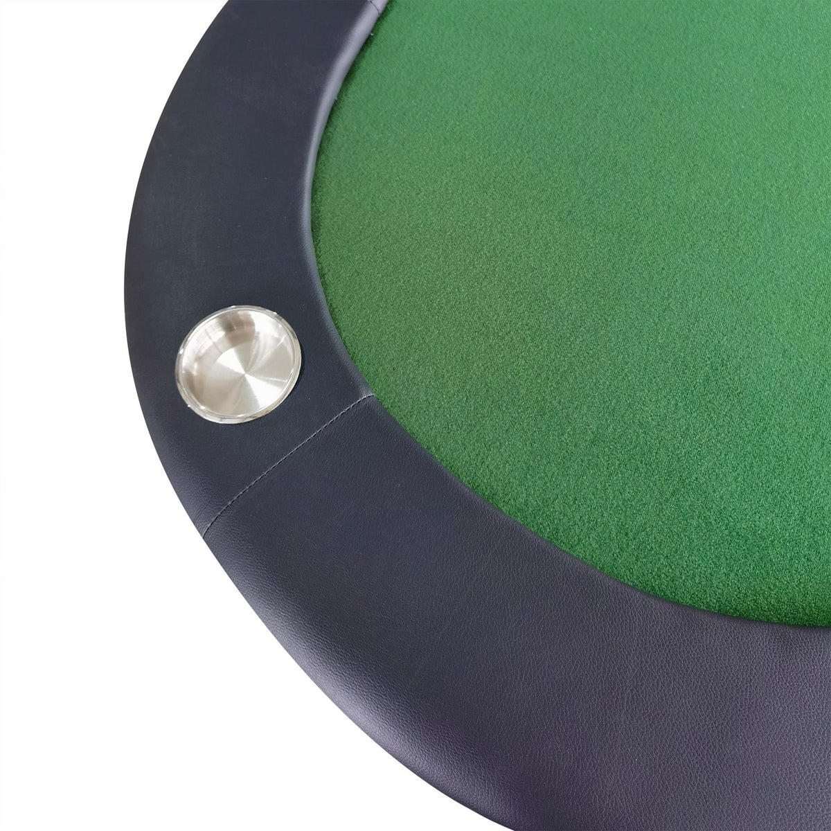 Poker Gaming Table – Oval Foldable – Green Oval Foldable Poker Table with 8 Stainless Steel Cup Holders and Black Rim