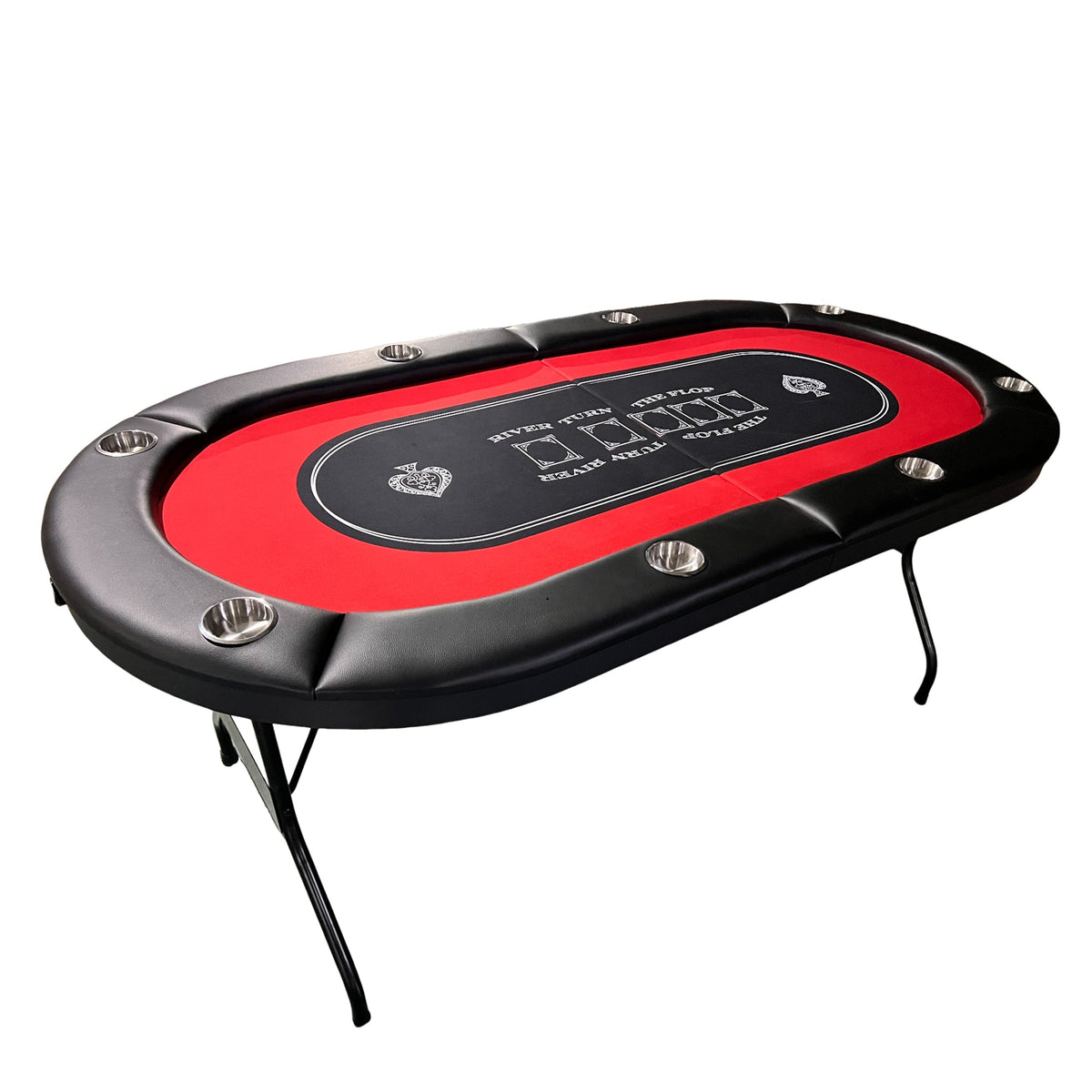 Poker Gaming Table – Portable Felt – 71-Inch Foldable Portable Red Felt Poker Table – Suitable for Casino-Grade Texas