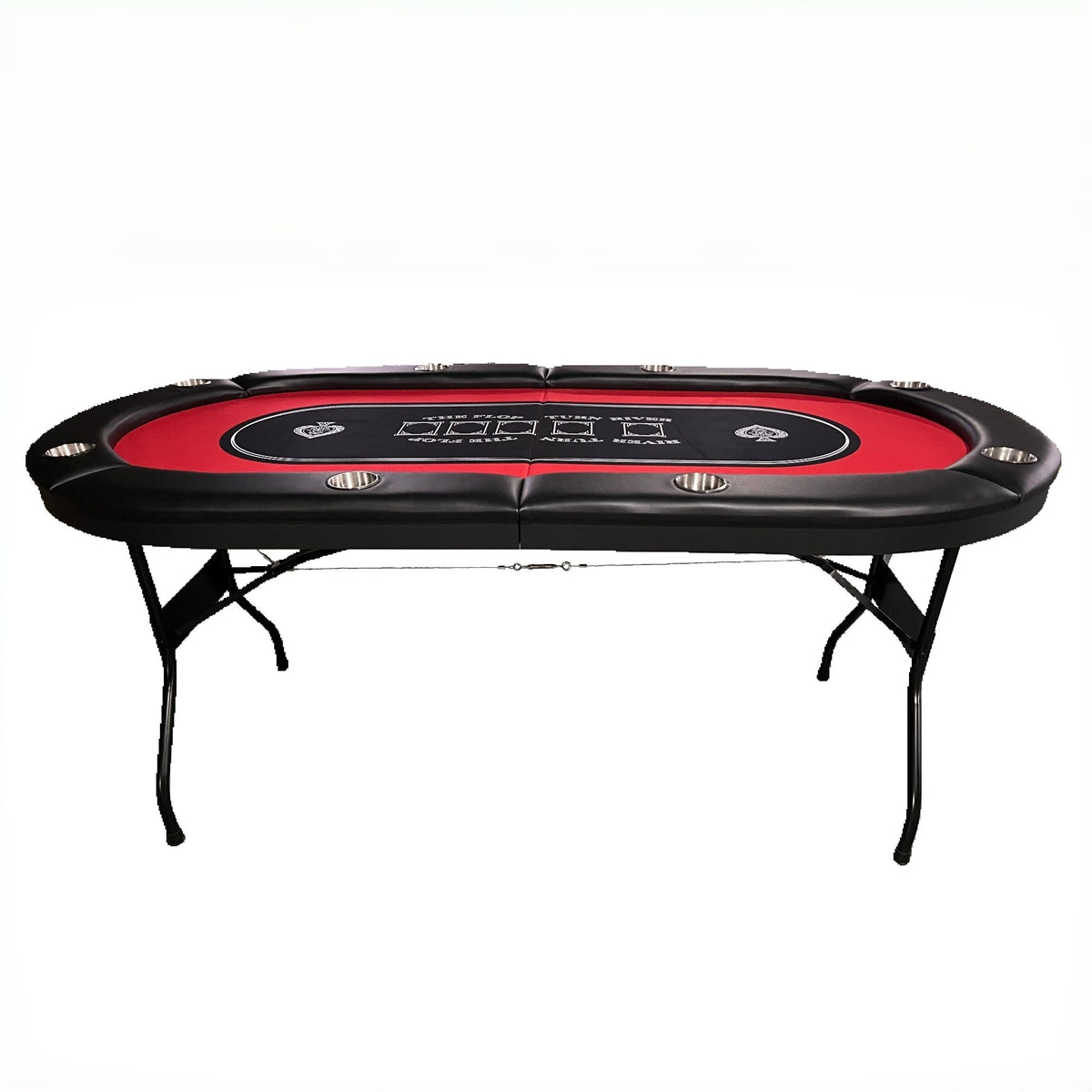 Poker Gaming Table – Portable Felt – 71-Inch Foldable Portable Red Felt Poker Table, Seats 7 Players
