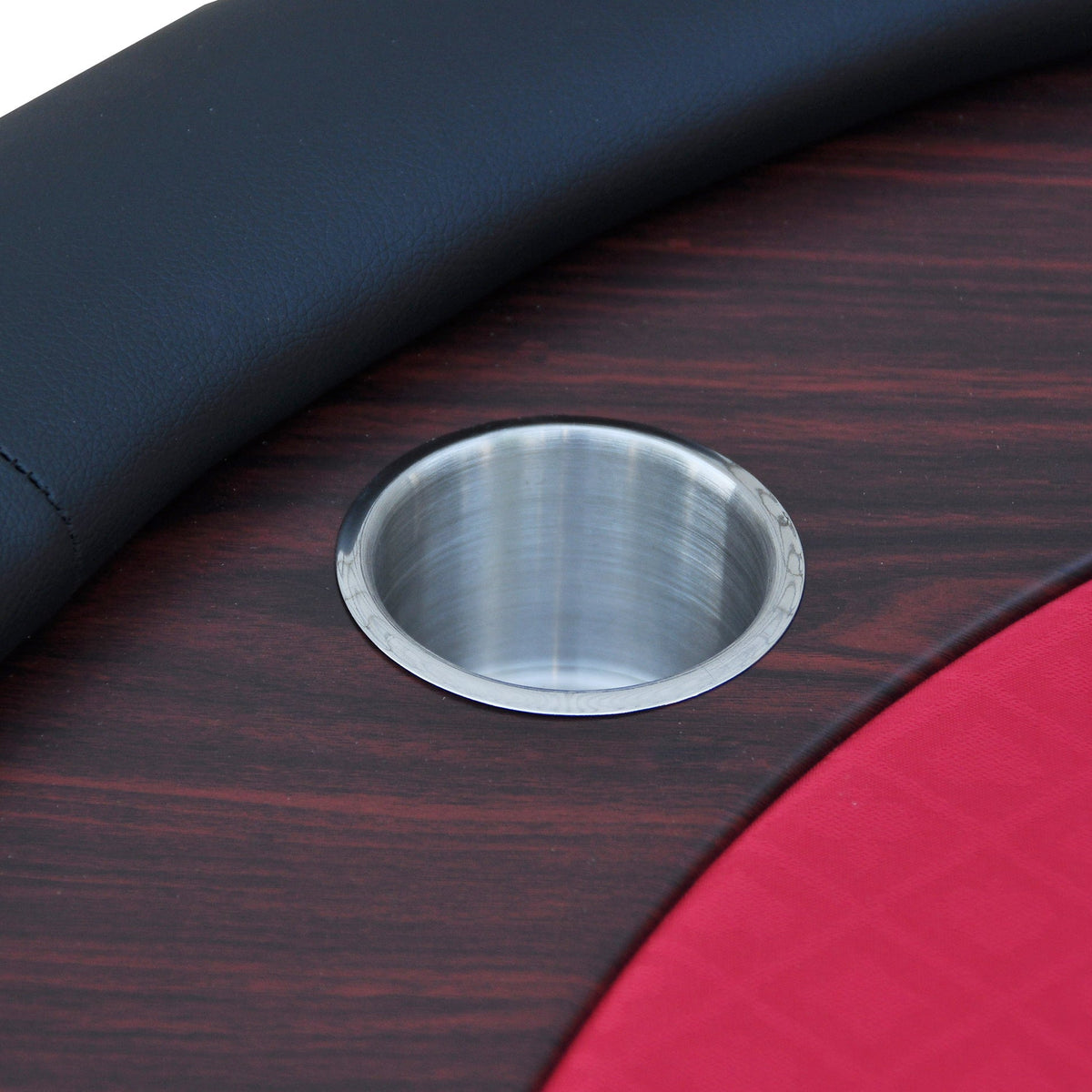 Poker Gaming Table – Wooden – Oval Board – 96-Inch Red Oval Wooden Poker Table with U-Shaped Legs and Cup Holders