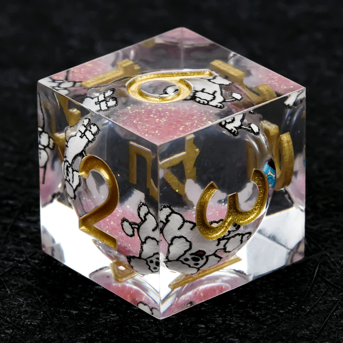 Poodle Liquid Core Dice Set – Gold Numbers – alternate product view
