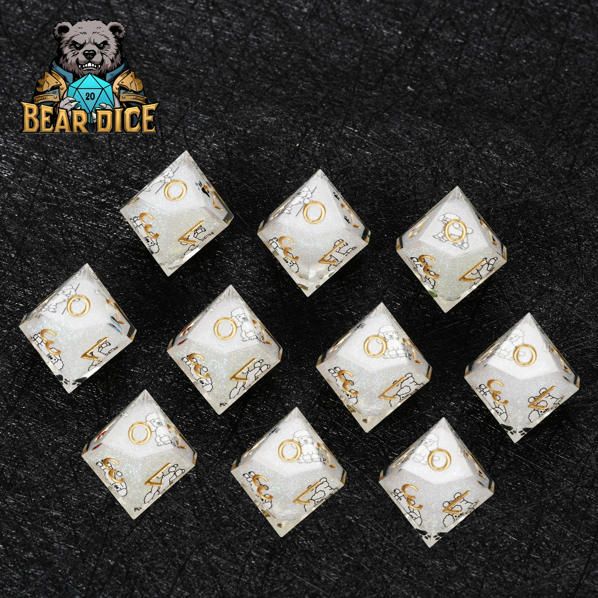 Poodle Resin D10 Dice Set – Glitter
