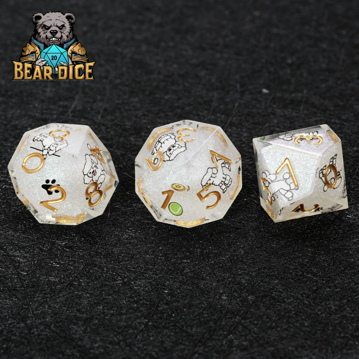 Poodle Resin D10 Dice Set – Glitter – alternate product view