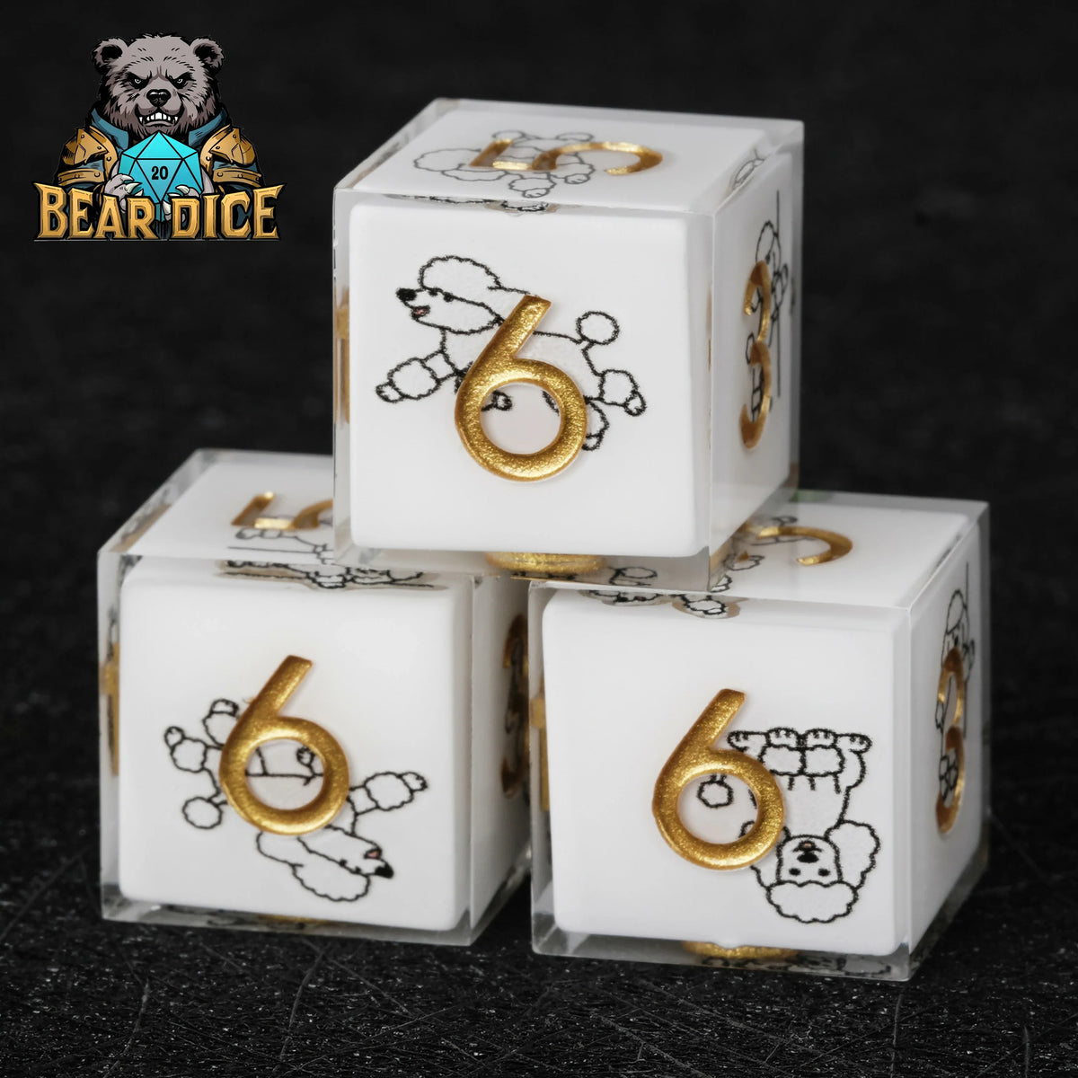 Poodle Resin D6 Dice Set