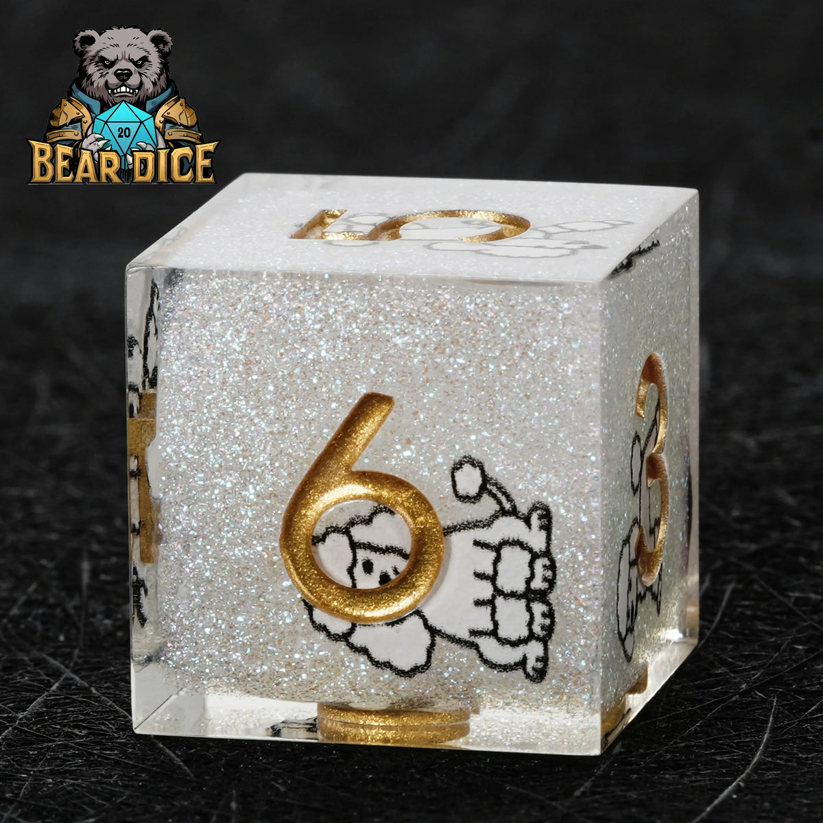 Poodle Resin D6 Dice Set – Glitter – alternate product view