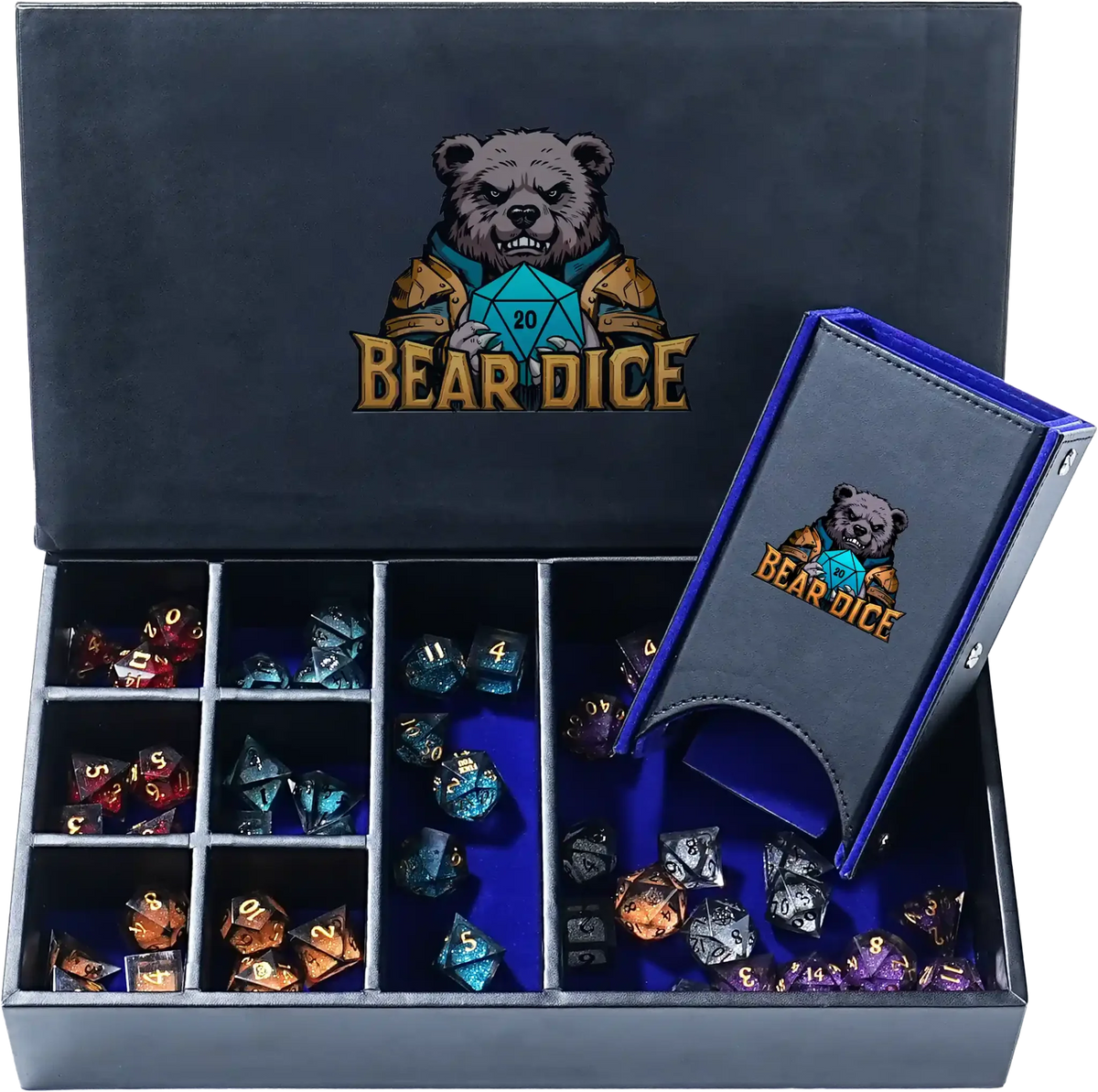Portable Dice Tray – Leather – 4 - in - 1 multifunctional storage box: portable leather DND dice roller, dice tray