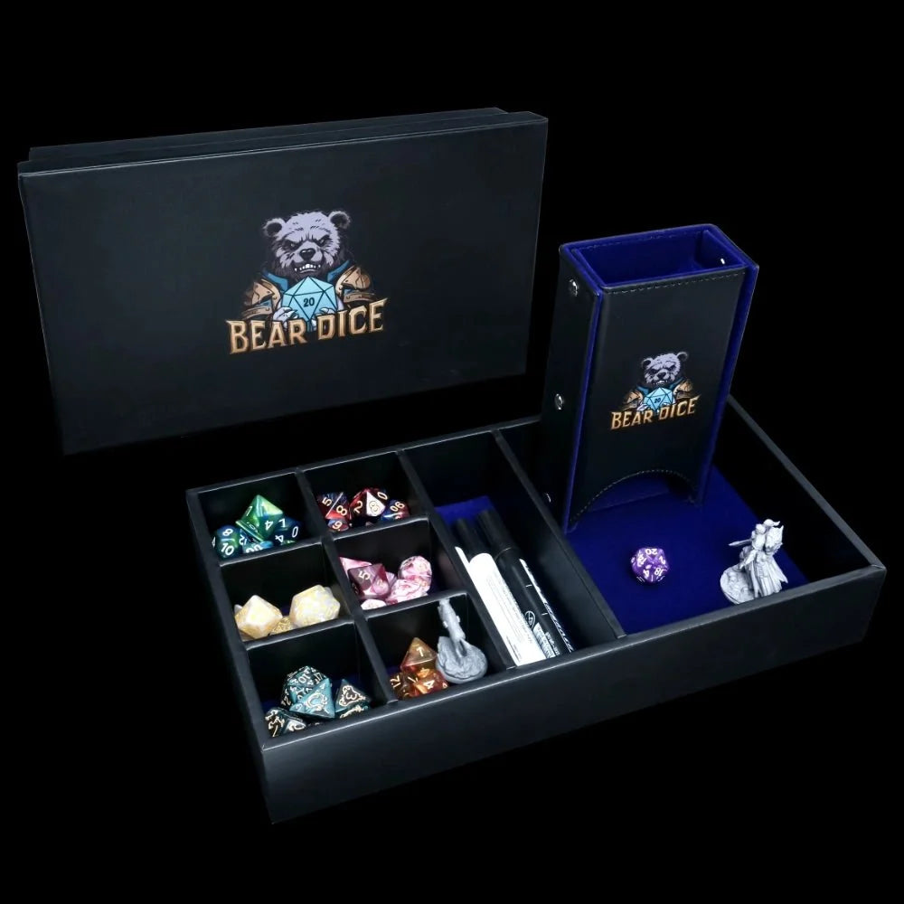 Portable Dice Tray – Leather – 4 - in - 1 multifunctional storage box: portable leather DND dice roller, dice tray