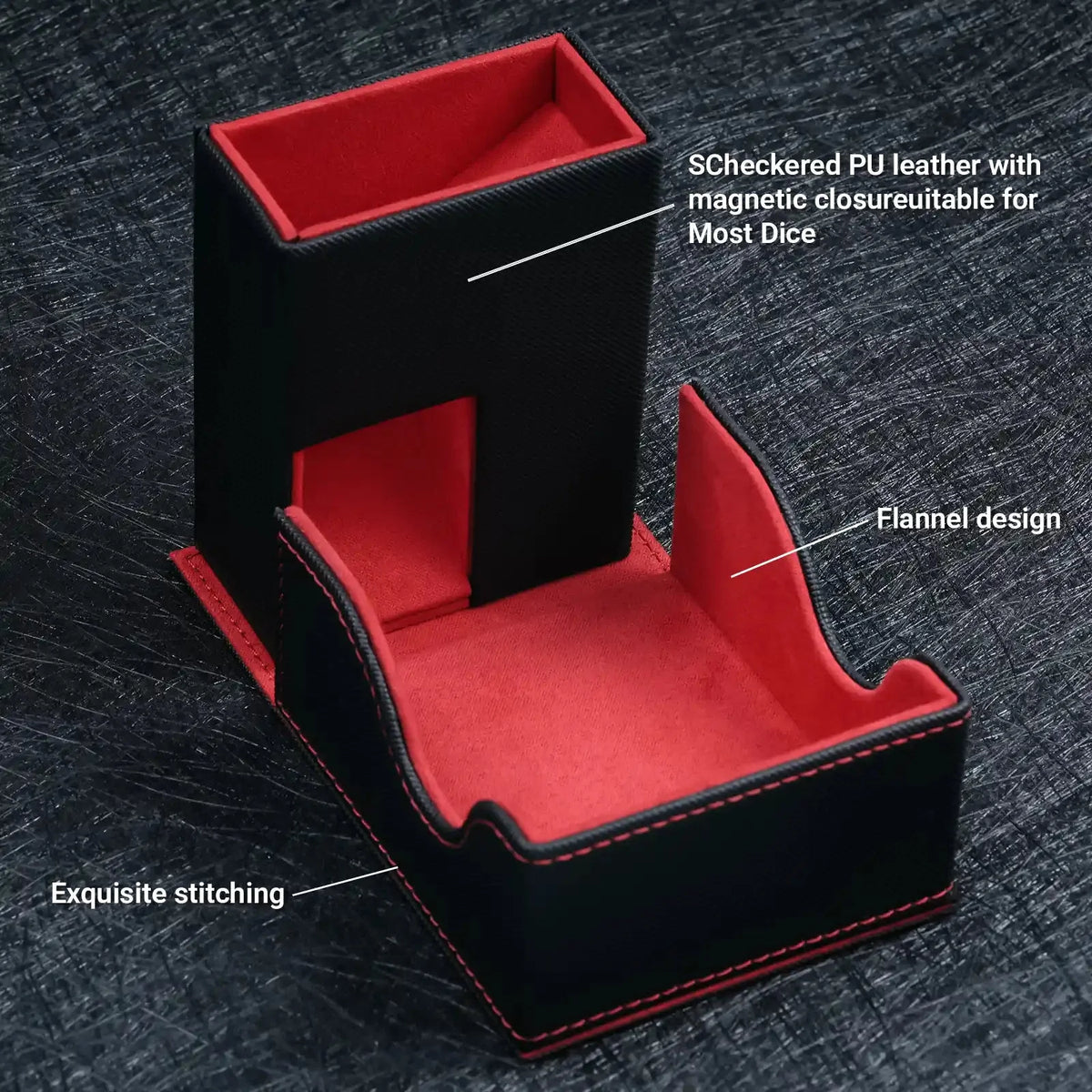 Portable Folding Dice Tower – Folding Design – Foldable DND Dice Rolling Tower: Checkered PU leather with magnetic