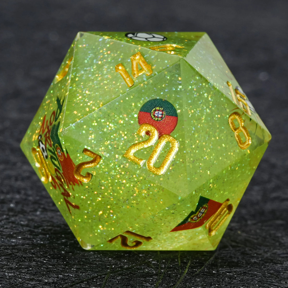 Portugal Soccer Resin DND Dice Set – Glitter – alternate product view