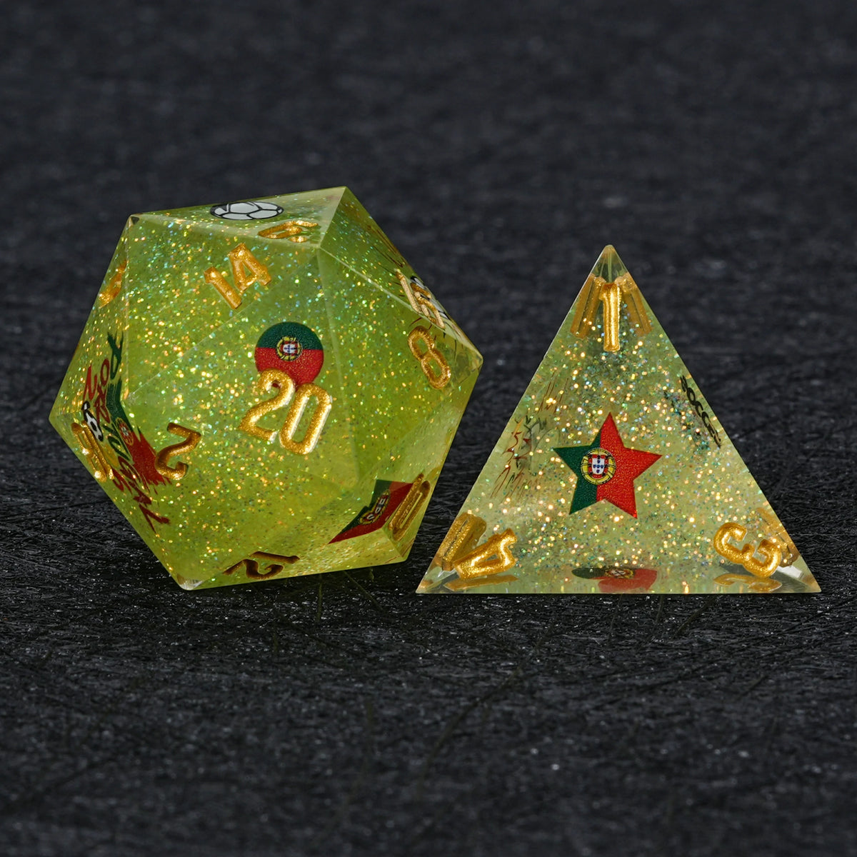 Portugal Soccer Resin DND Dice Set – Glitter – alternate product view