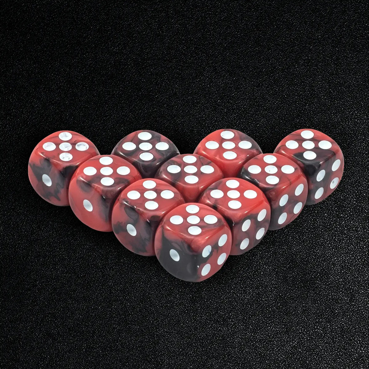 Props Acrylic D6 Dice Set – Red and black acrylic dice game props 10 x D6 dice set