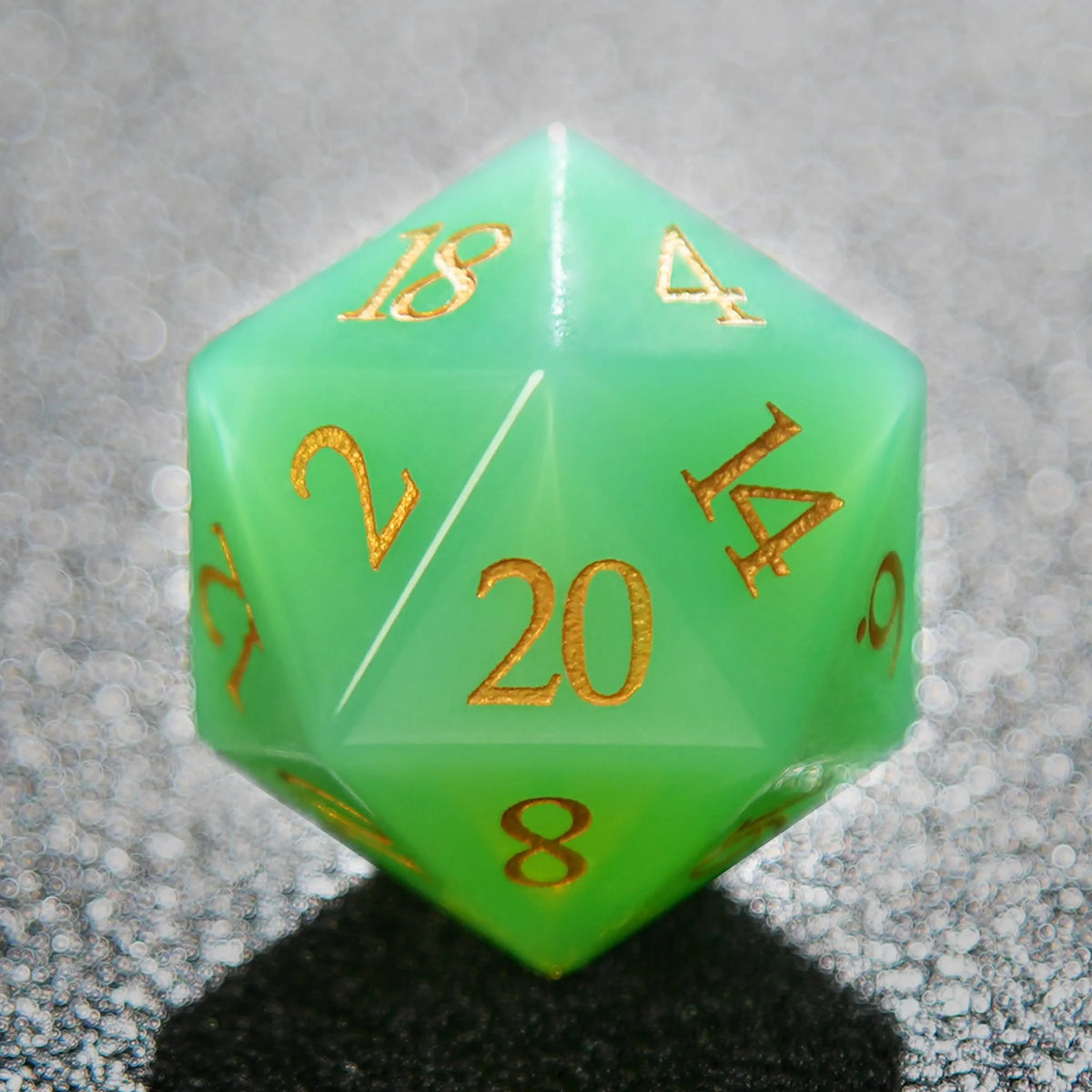 Protein Digital Natural Stone D&D Dice Set – Gold Numbers – Green Opal D&D Gemstone Dice Set + Gold Numbers