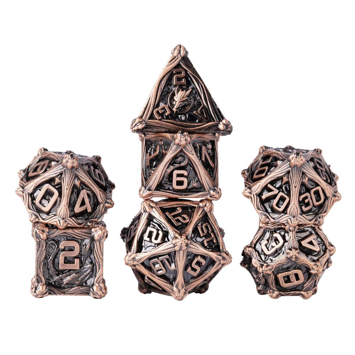 Pterosaur Metal DND Dice Set – Dungeon Dragon – 7 Dungeon Polyhedral Dragon Dice - Pterosaur Metal Solid RPG Dice Set