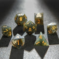 Pull Feldspar Natural Stone RPG Dice Set – Gold Numbers – Undead Race - Pull Feldspar Gemstone Dice Set + Gold Font