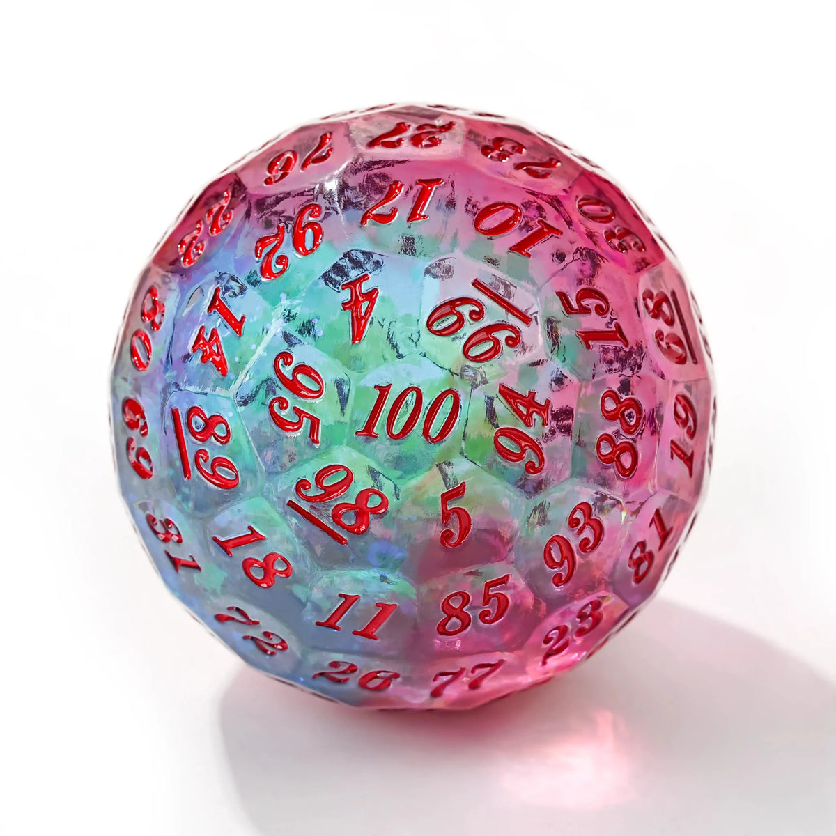 Quicksand 50mm Resin D100 Dice – Gradient Pink Quicksand Resin D100 Dice - 50mm Transparent 100-Sided Dice Ball with