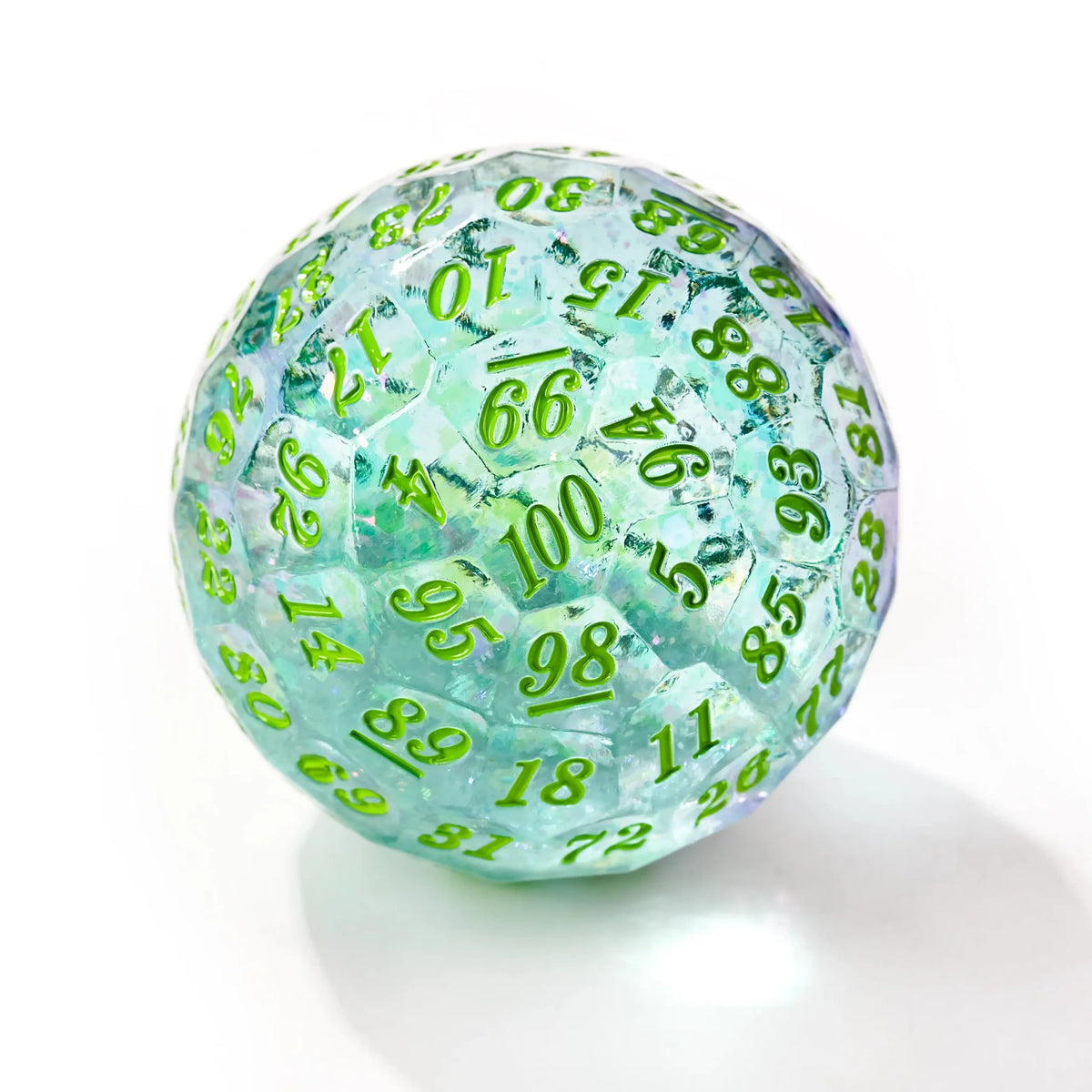 Quicksand 50mm Resin D100 Dice – Light Green Quicksand Resin D100 Dice - 50mm Transparent 100-Sided Dice Ball with