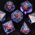 Quicksand Fang Liquid Core Sharp Edge Dice Set – Purple resin dice with sharp edges Quicksand fang monster
