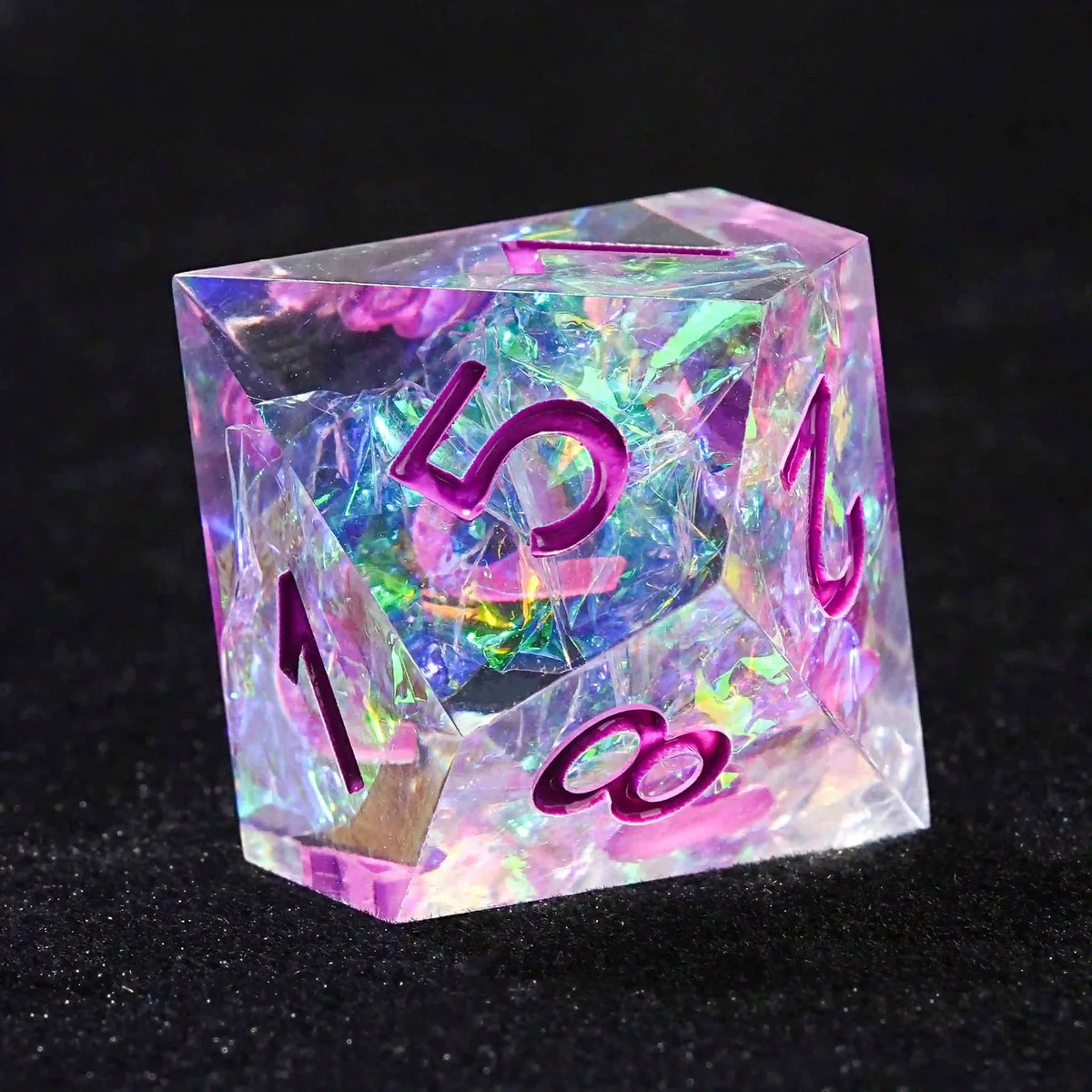 Rainbow Hued Resin D10 Dice – 10 Sided Dice Translucent Purple Magic Resin Dice - DND D10 Dice
