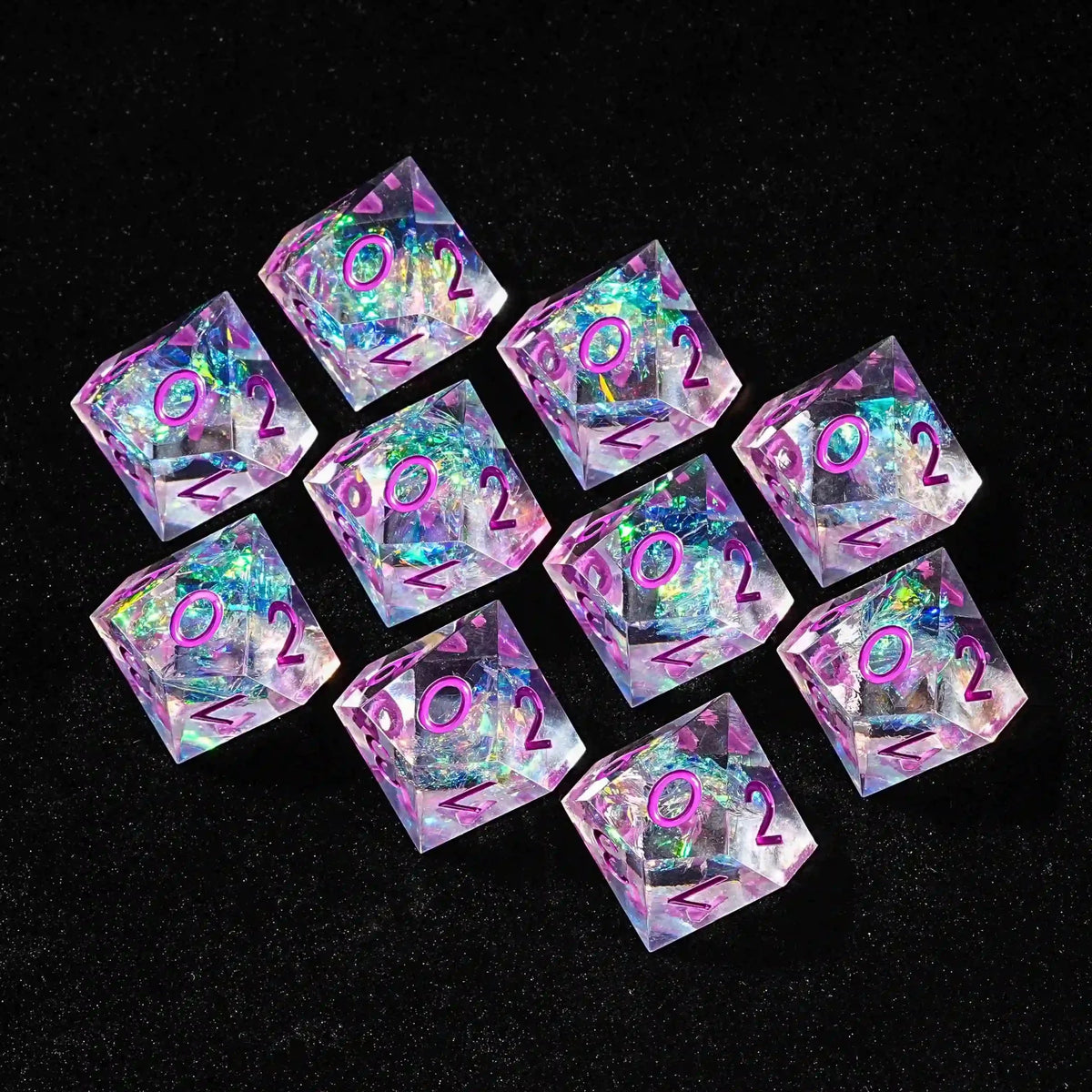 Rainbow Hued Resin D10 Dice – 10 Sided Dice Translucent Purple Magic Resin Dice - DND D10 Dice