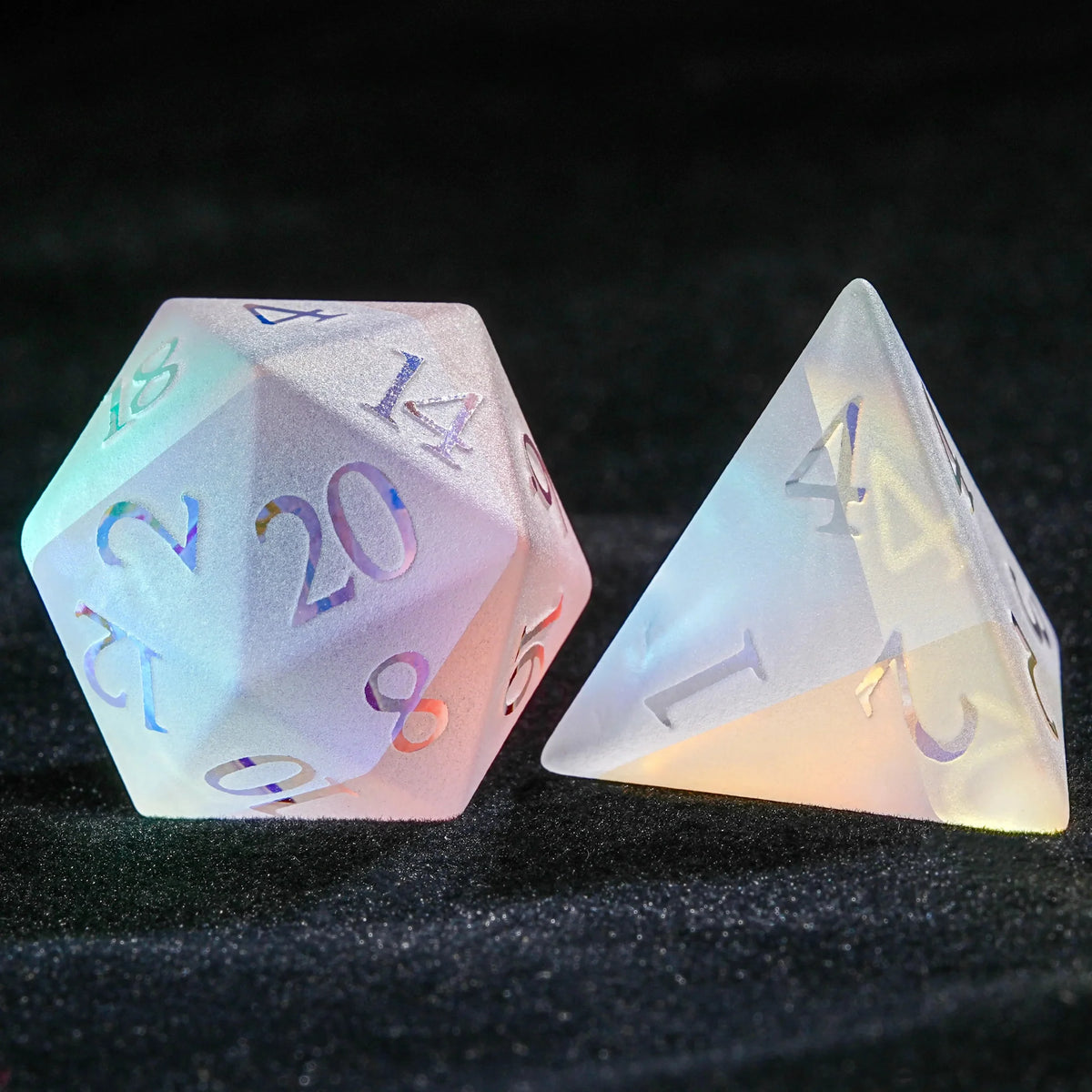 Raised Fantastic Gemstone D&D Dice Set – Fantasy Prism Gemstone Dice, D&D Multi - Sided Stained Glass Dice Set