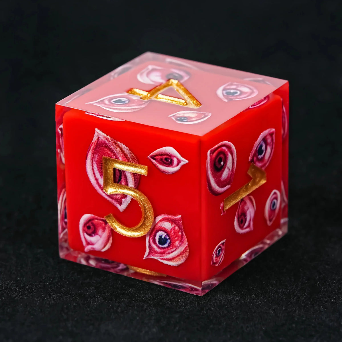 Red Eye Resin DND Dice Set – Gold Numbers – Red Eye Resin Dice Set with Gold Numbers - RPG DND