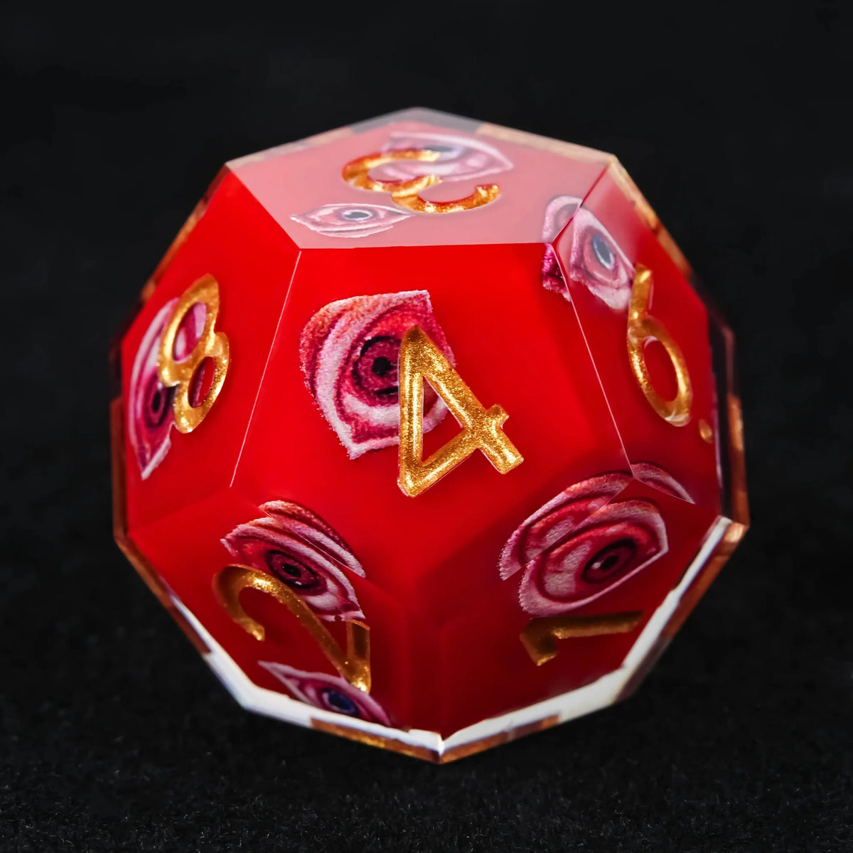 Red Eye Resin DND Dice Set – Gold Numbers – Red Eye Resin Dice Set with Gold Numbers - RPG DND