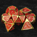 Red Heart Metal DND Dice Set – Red Metal Grid Heart Shape Valentine's Day DND Dice Set