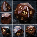 Reddish Natural Natural Stone DND Dice Set – Gold Numbers – Reddish - brown Natural Gemstone DND Dice Set | Diamond Cut