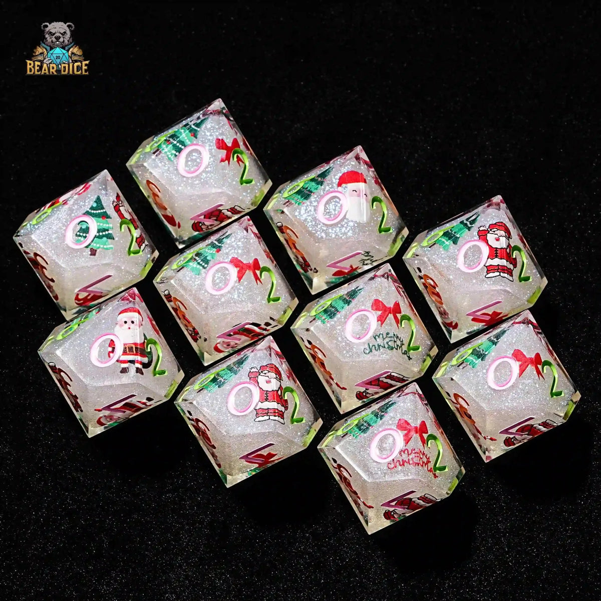 Resin D10 Dice – Christmas – Santa Claus 10 - sided resin dice(D10 Dice)