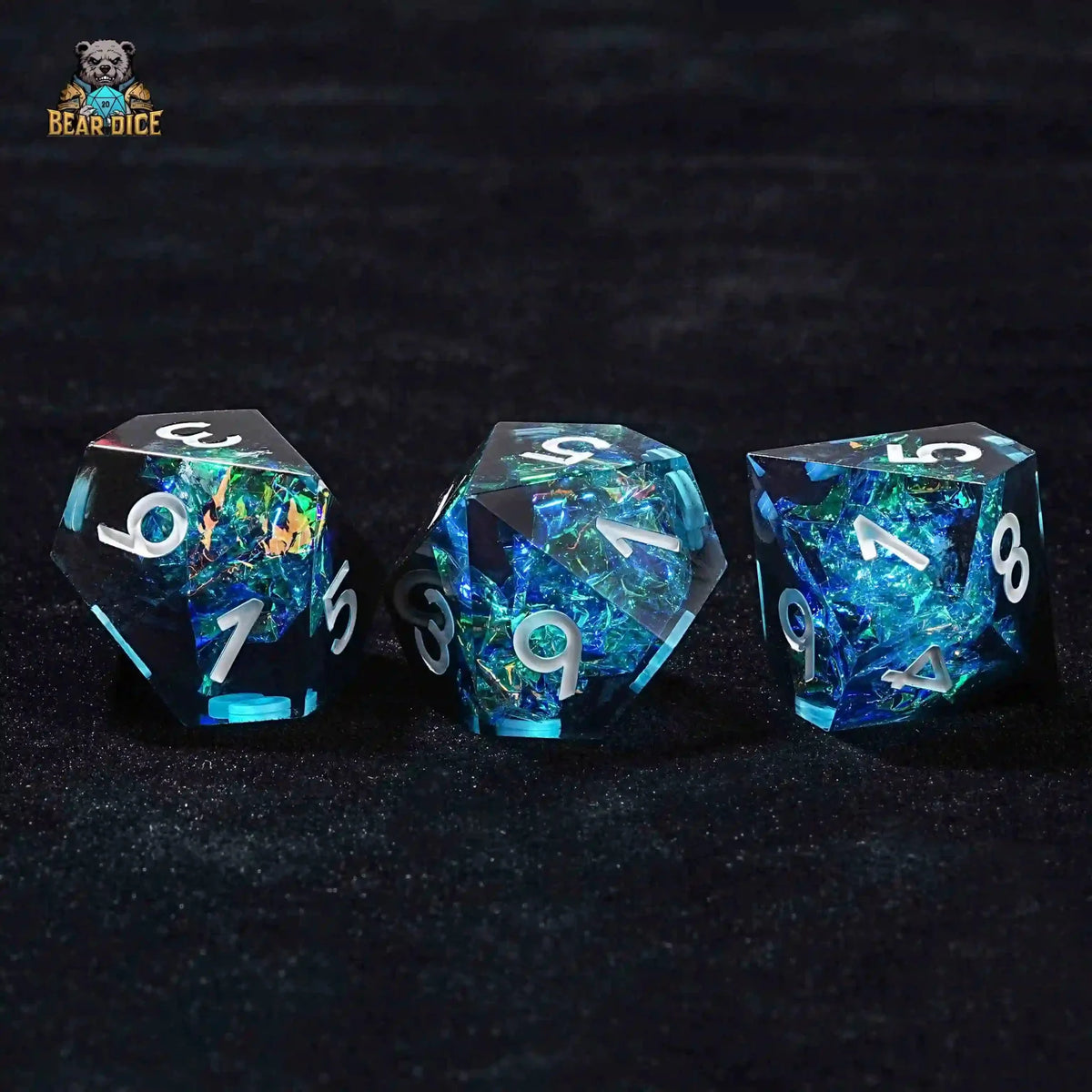 Resin D10 Dice – Personalized Design – Personalized Design 1 – Phantom Blue Black Resin 10 Sided Dice (D10 Dice)