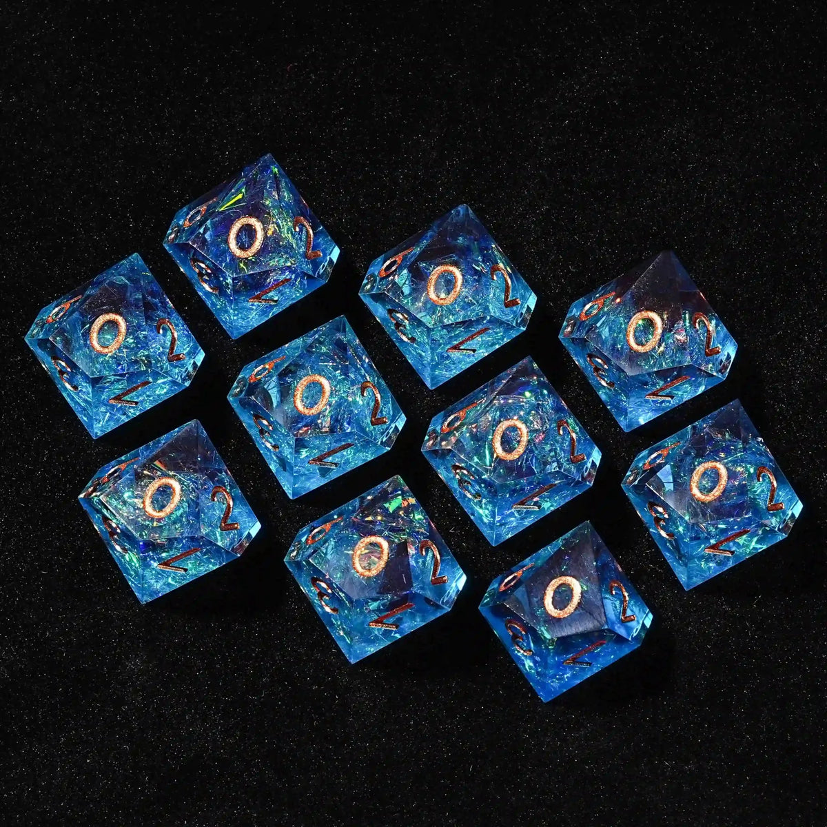Resin D10 Dice – Personalized Design – Personalized Design 2 – D10 Fantasy Translucent Red Blue Resin D&D 10 Sided Dice