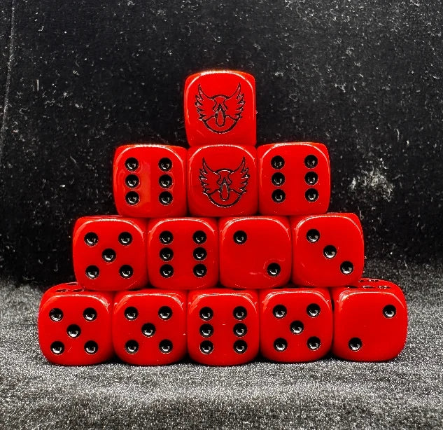 Resin D6 Dice – Angels Chapter – Warhammer 40K Blood Angels Red Acrylic D6 Dice with Black Pips