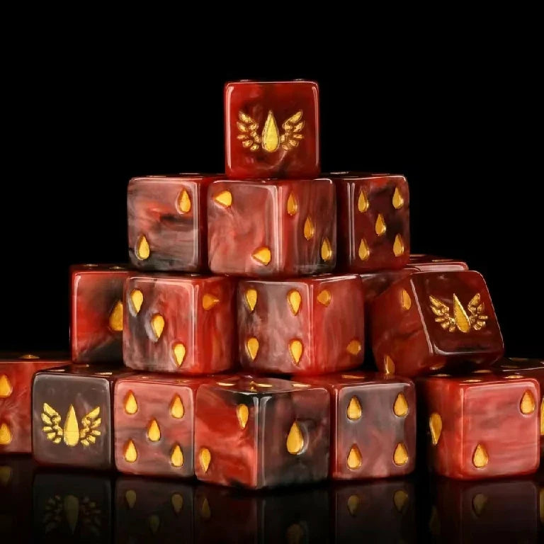 Resin D6 Dice – Blood Angels – Warhammer 40K Blood Angels Acrylic D6 Dice with Gold Pips