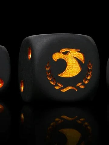 Resin D6 Dice – Imperial Guard – Warhammer 40K Imperial Guard Black Acrylic D6 Dice, featuring the Imperial Guard Eagle