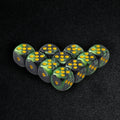 Resin D6 Dice Set – Gemini mixed black and green acrylic D6 dice set | 10 pieces in a set