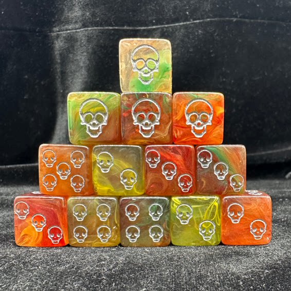 Resin D6 Dice Set – Mixed Orange